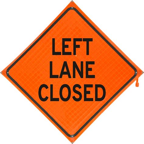 Left Lane Closed Vinyl Construction Traffic Sign 48x48