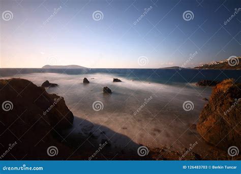 A Spectacular Sunset in the Seaside Town of Turgutreis Stock Image ...