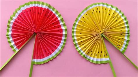 Cute Paper Pop Up Fans /DIY Watermelon Hand Fans |making paper fan /how ... | Watermelon diy ...