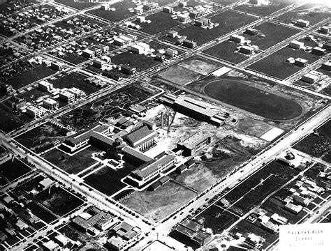 Aerial view of Fairfax High School at Fairfax and Melrose Avenues, 1927.