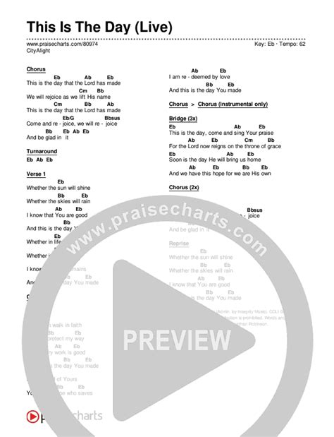 This Is The Day (Live) Chords PDF (CityAlight) - PraiseCharts