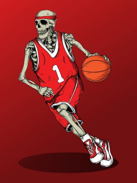 Premium Vector | Art work illustration design skeleton basketball