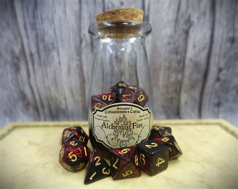 Alchemist Fire Dnd Potion Bottle Dice Set Red and Black - Etsy UK