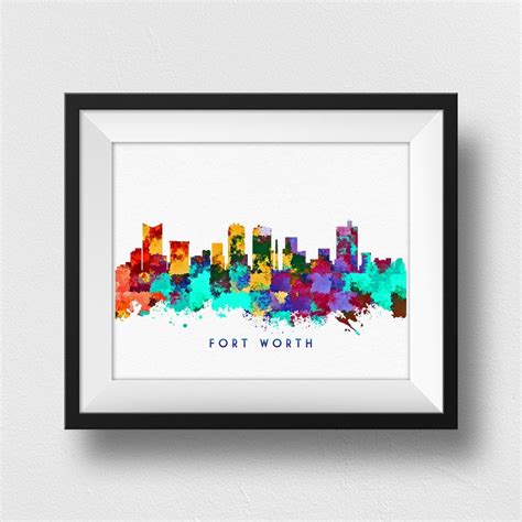 Fort Worth Skyline Art Fort Worth Print Fort Worth Painting | Etsy