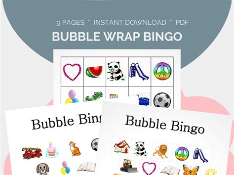 Bubble Wrap Bingo Printable Kids Birthday Party Game Download - Etsy