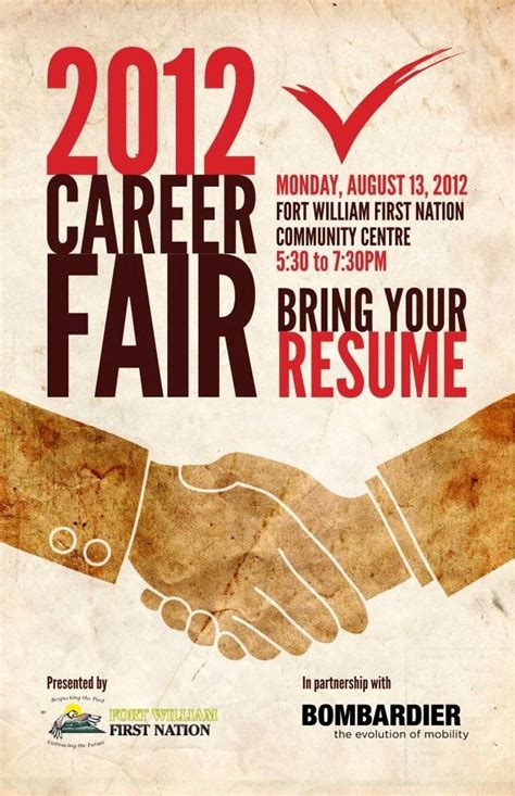 a poster for a job fair with two hands shaking each other