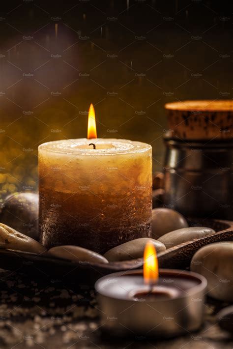 Burning candles containing spa, candle, and alternative | Beauty & Fashion Stock Photos ...