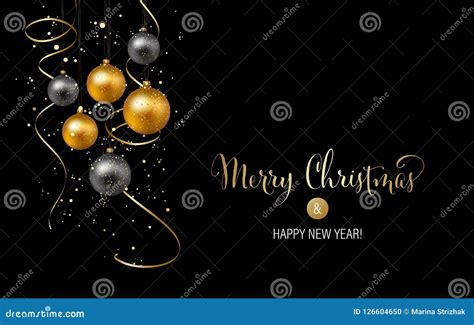 Christmas Background with Gold Baubles and Serpentine Stock Vector ...