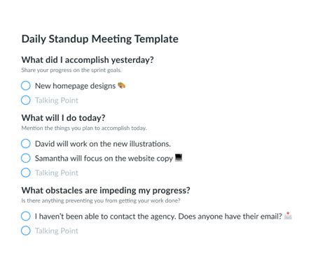 Daily Standup Meeting Template + AI Meeting Management