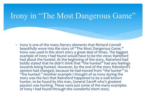 PPT - The Most Dangerous Game: Theme and Irony PowerPoint Presentation - ID:2760788