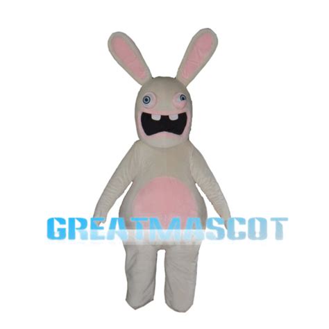 Raving Rabbids With Buck Tooth Mascot Costume