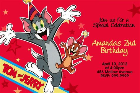 Tom and Jerry Birthday Invitations | FREE Invitation Templates - Drevio