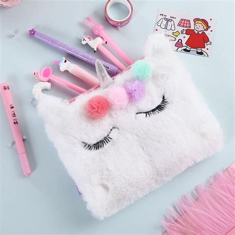 Cute Gift For Girls - Fluffy Unicorn Pencil Case Cosmetic Bag | Unilovers