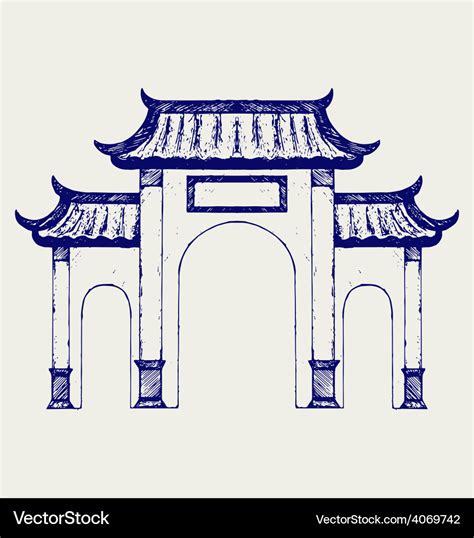 Ancient Chinese gate Royalty Free Vector Image