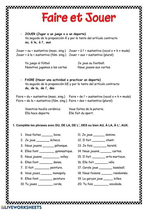 Faire et Jouer online worksheet for 2º ESO. You can do the exercises online or download the ...