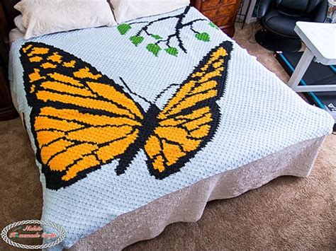 crochet Mini C2C Butterfly Blanket free pattern | Dubbele haaksteek, Patronen, Haaksteken