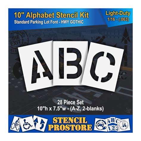 Buy Pavement Stencils - 10 inch Alphabet KIT Stencil Set - (28 Piece) - 10" x 7.5" x 1/16" (63 ...