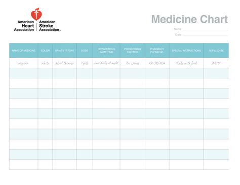 Medication Chart Printable