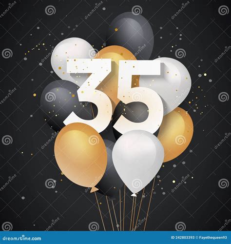 Happy 35th Birthday Balloons Greeting Card Background. Cartoon Vector ...