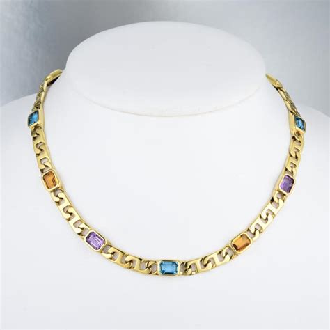 Sold Price: A Multi-Colored Stone Gold Necklace - December 3, 0117 1:00 ...