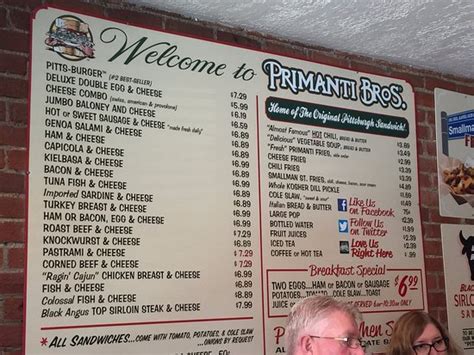 primanti brothers menu