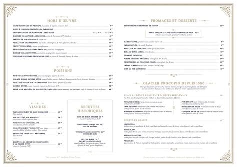 Le Procope Menu Prix Paris 2024 et Photos