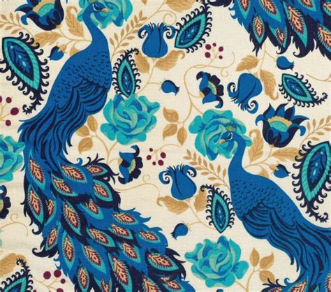 1 Yard Only Peacock print Fabric/ Cotton print by tambocollection