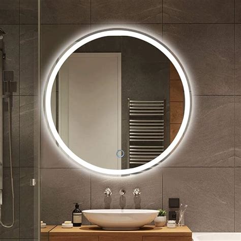 500mm 600mm Bathroom Mirror With Lights Touch Button LED Illuminated ...