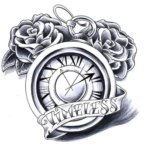 Timeless Clock With Roses Tattoo Design | Clock tattoo design, Clock ...