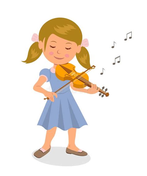 Cute Girl Playing the Violin. Isolated Character Girl with a Violin on ...