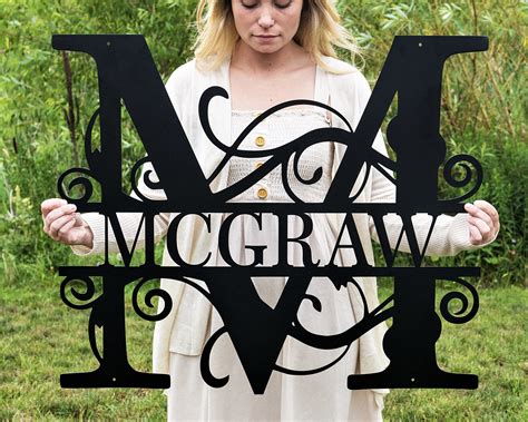 Buy Custom Metal Signs | Metal Name Sign | Metal Wall Art | Split Letter Monogram Wall Decor ...