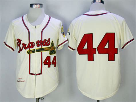 Atlanta Braves #44 Hank Aaron 1957 Cream Throwback Jersey|AB44TC2|Atlanta Braves