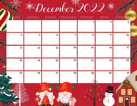 EDITABLE December 2022 Calendar Cute Colorful Christmas With - Etsy ...