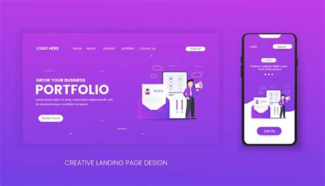 Premium Vector | Business portfolio landing page template