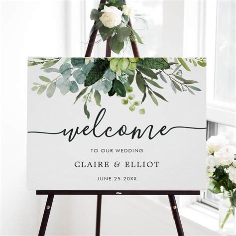 Eucalyptus Green Foliage Wedding Welcome Sign | Zazzle.com #weddingwelcomesign Eucalyptus Green ...