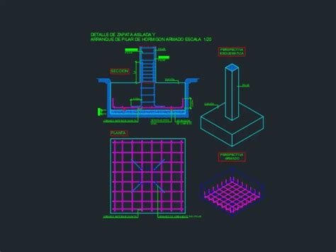 Zapatas Aisladas En DWG (57.65 KB) | Librería CAD