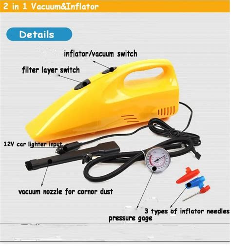 Multi function Portable Car Vacuum Cleaner and Tyre Pump 12V Wet and ...