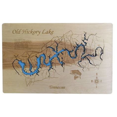 Old Hickory Lake, Tennessee-Wood Lake Map - Contemporary - Prints And ...