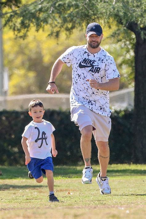 Justin Timberlake & Son Silas Run At Baseball Practice: Cute Photo ...