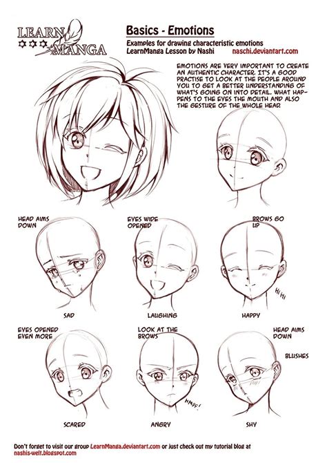 Learn Manga: emotions by *Naschi. How to draw manga face, girl face, cute kawaii drawing ...