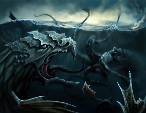 Kraken vs. Leviathan by ThranTantra on DeviantArt