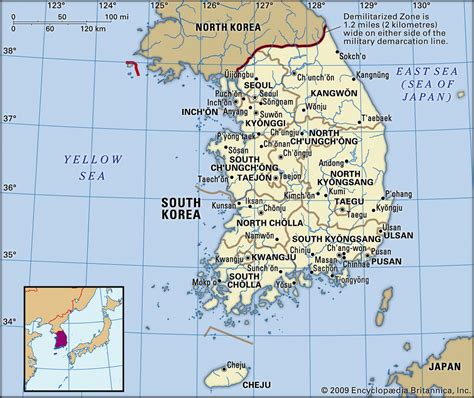 Map of South Korea and geographical facts, Where South Korea is on the ...