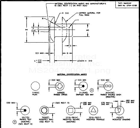 MS20470 Rivet, Solid Universal Head, Aluminum Alloy And Titanium Columbium Alloy (S/S By Nasm20470)