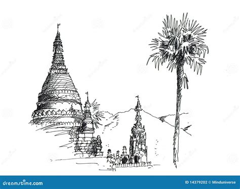 Thai temple sketching stock illustration. Illustration of buddhist ...