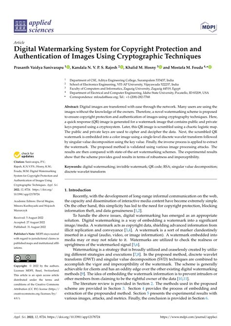 (PDF) Digital Watermarking System for Copyright Protection and Authentication of Images Using ...