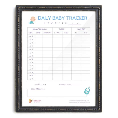 Daily Baby Boy Tracker Log Printable Instant Download Digital PDF File Diapers Feeding Bottles ...