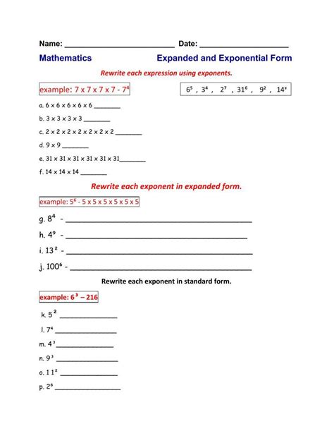 Free exponential form worksheet, Download Free exponential form ...