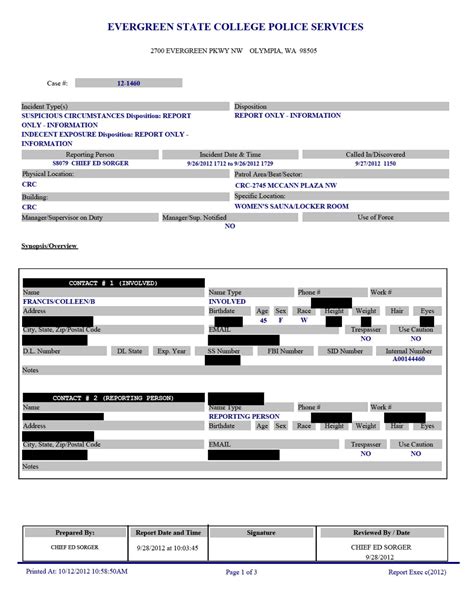 Free Printable Police Report Templates [PDF, Word, Excel] Students, Theft