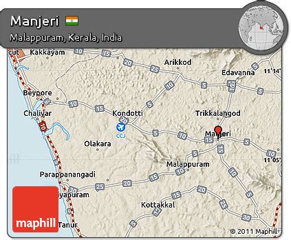 Free Shaded Relief Map of Manjeri