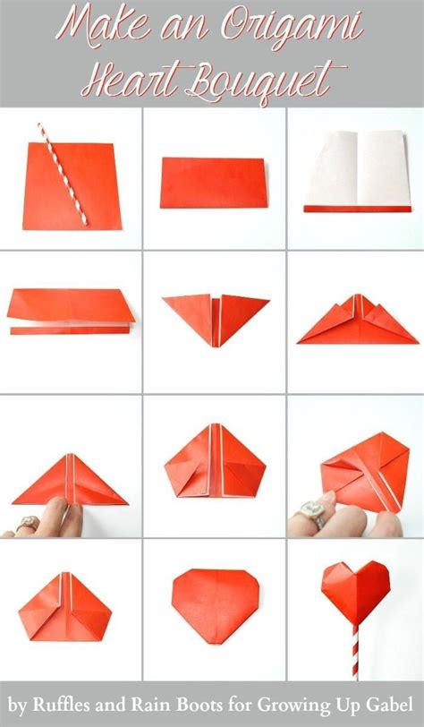 Origami 3d Heart Origami Bouquet And Garland Instructions Projects To Try (With images) | Paper ...